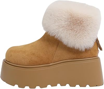 Plush Lined Winter Boots with Suede Upper and Lightweight EVA Sole for Women