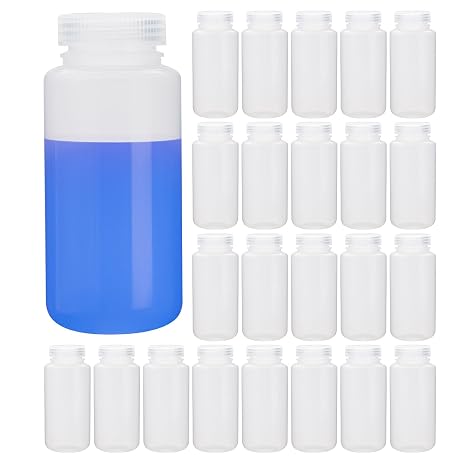 Biologix 250ml(8oz) Sterile PP Clear Reagent Bottles, 40PCS Plastic Wide Mouth Reagent Container with Screw for Laboratory, Liquid Storage