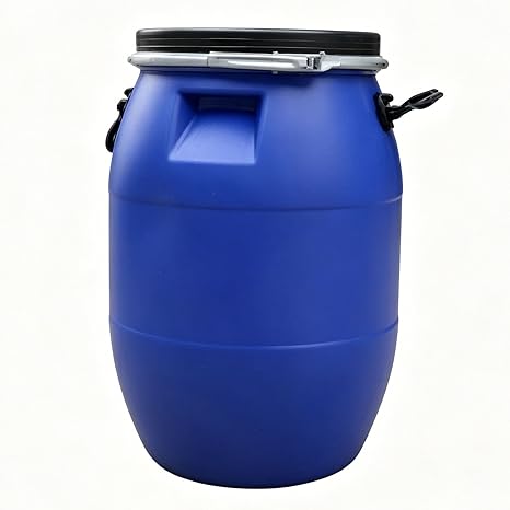 Plastic Drum with Lid,Blue Large Plastic Barrel,Open Top Barrel Drum Keg with Lid and Latch Ring, Farms Water Storage Barrel,Air Tight,for Transporting/Shipping(30l)