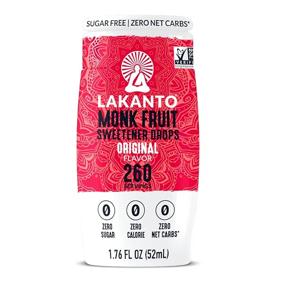Lakanto Monk Fruit Extract Drops Liquid Sweetener - Zero Calorie, Zero Sugar, Keto Drink Sweetener, Sugar Substitute, On the Go, Tea, Coffee, Smoothies - Original 1.76 Fl Oz (Pack of 1)