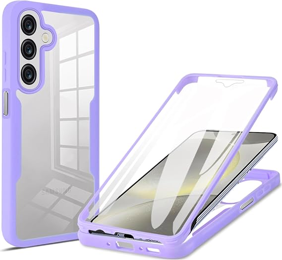 for Samsung Galaxy A26 5G Clear Case with Screen Protector QBPurple
