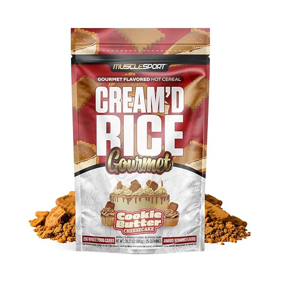 Musclesport Cream'd Rice Gourmet - Hot Rice Cereal with premium flavor inclusions, 25 servings (Cookie Butter Cheesecake)