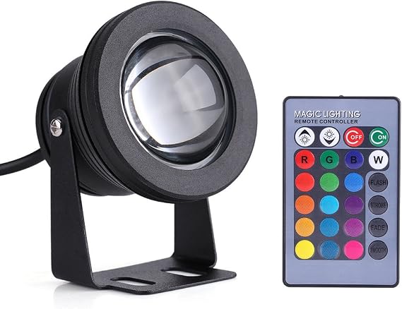 eecoo LED Underwater Light, IP68 Waterproof, Pool Light, 12V 10W Spotlight for Pond, Garden, Fountain, Outdoor Landscape Lighting