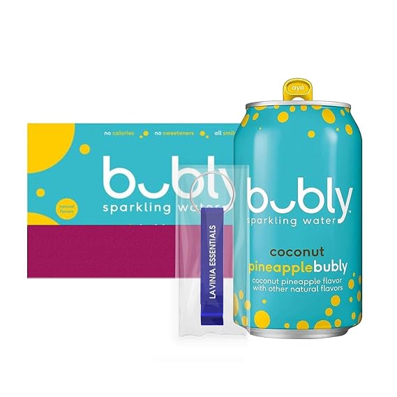 Bubly - Lavinia Essentials Bundle: 16-Pack of Coconut-Pineapple Flavored Sparkling Water 12 fl oz On-the-Go Aluminum Can + 1 Utility Prop.
