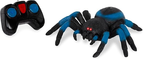 Terra by Battat Remote Control Spider, LED Eyes, 360 Spin, Blue, Animals | RC tarantula toy with moving legs, LED eyes, blue stripes, and 1 remote control for creature-inspired play, Animals, 6+ Years