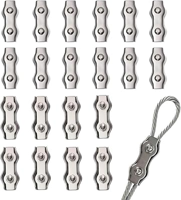 20 Pcs stainless steel duplex wire rope cable clampwire rope clamp 18 Inch M3