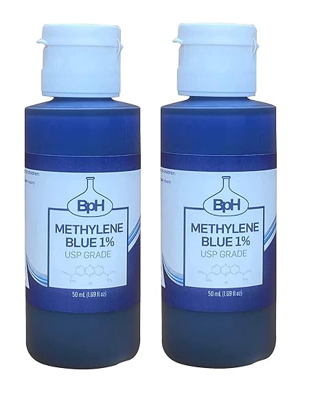 Biopharm Methylene Blue (USP Grade) 1%, 60 mL (2-Pack), 3rd Party Tested | Made in USA. Potent Dye Solution For Academic & Analytical Applications. 2.0 fl oz Each. Includes Dispensing Cap For Easy Use