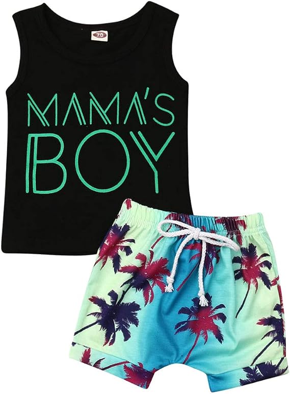 Rtnnsbbfcm Toddler Baby Boy Summer Clothes Sleeveless Letter Print Vest Top Palm Dinosaur Shorts 2Pcs Casual Outfit