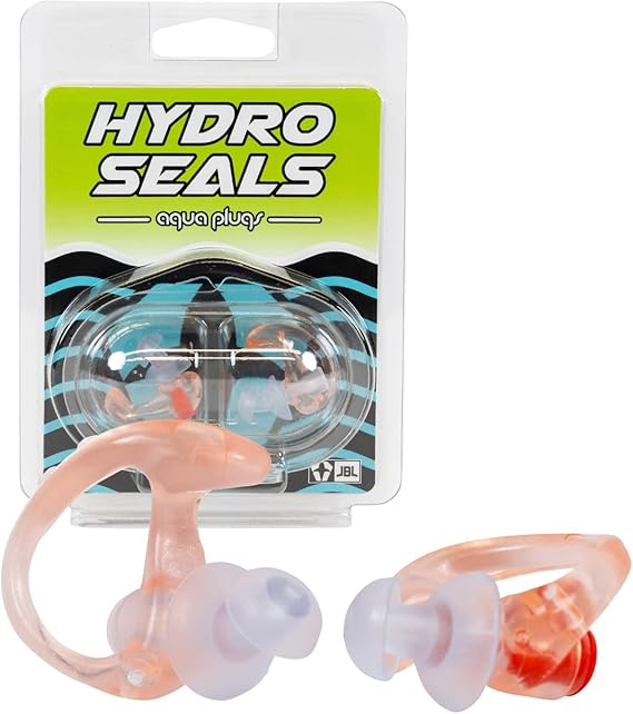JBL Spearguns Reusable Hydro Seal Aqua Ear Plugs for Swimming, Noise Reducing, Soft Silicone Hypoallergenic Earplugs, Blocks Water, Allows Equalizing, Perfect for Surfing and Diving, Medium, 1 Pair