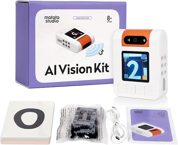 AI Vision Kit for VinciBot with a 180 Flip Camera, Programmable Screen and Modular Structure Can Add 7 Visual Functions, for Beginners and Advanced Learners of AI from 8-12