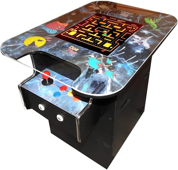 Doc and Pies Arcade Factory Cocktail Arcade Machine - 60 Classic Retro Games - Full Size LCD Screen, Button and Joystick