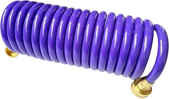 SANFU PU Recoil Garden Water Hose 3/8"ID(9.5 x 12.7mm) x 15ft Premium With 3/4"Inch Brass Fittings Retractable, Outdoor Patio Hose Marine&Boat, Purple(15')