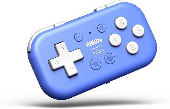 8Bitdo Micro Bluetooth Gamepad Pocket-sized Mini Controller for Switch, Android, and Raspberry Pi, Support Keyboard Mode (Blue)