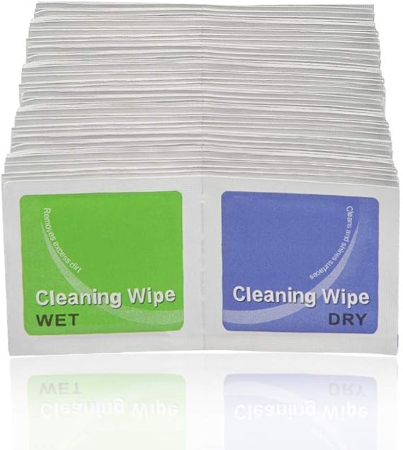 TIMESETL Pack of 100 Screen Cleaning Cloths Glasses Cleaning Cloths Wet Dry Screen Wipes 6 x 6 cm for Smartphone Display Glasses Computer Screens PC Monitor Laptop Tablets