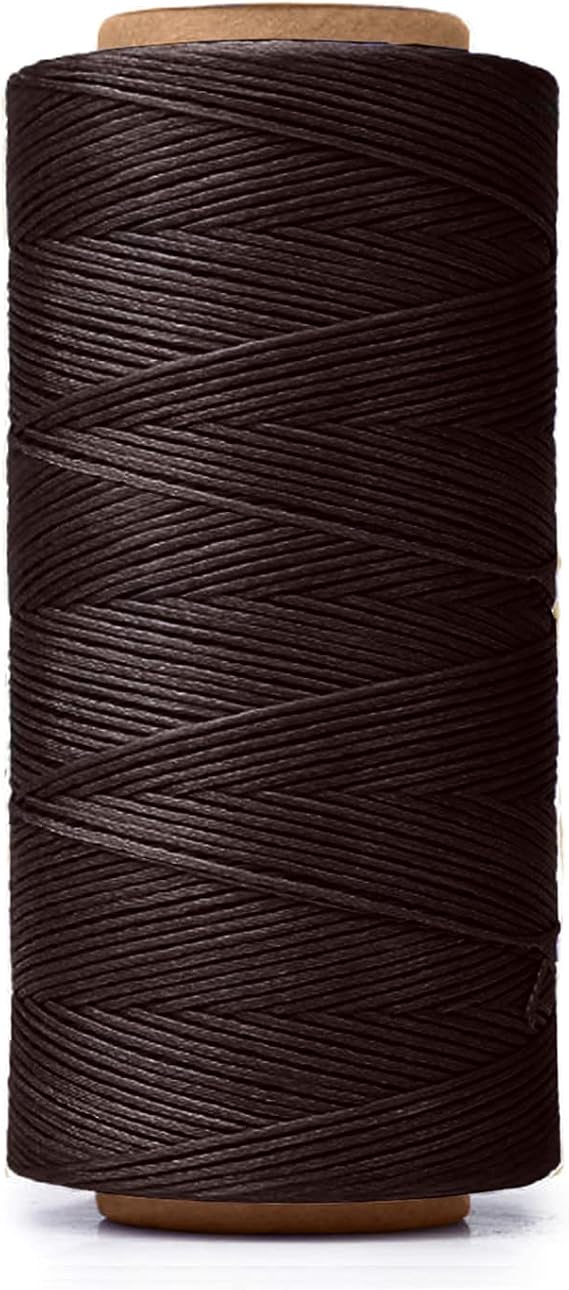 260m 150D Waxed Thread for Leather Sewing, Leather Thread for Hand Sewing, Craft DIY, Wallets, Shoe Repairing, Book Binding (Brown)