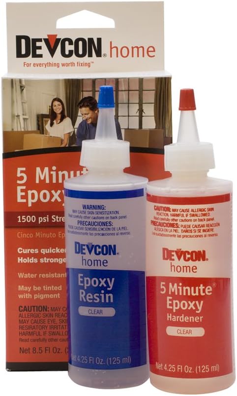 Devcon Epoxy, 5 Minute Epoxy, 4-1/2 Ounce Bottles, 2 Bottles