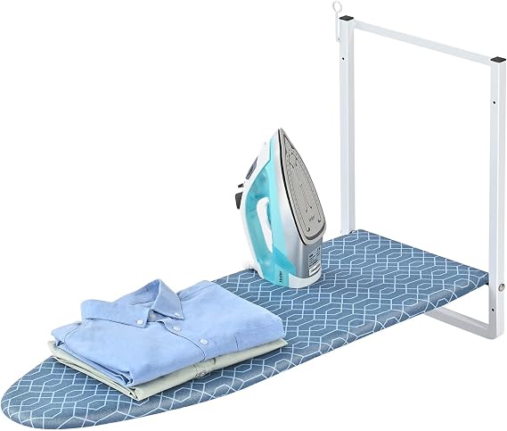 KINGBOARD Wall Mounted Ironing Board with Iron Storage, Foldable Iron Board