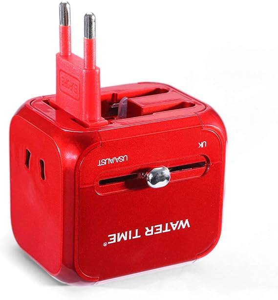 Worldwide Travel Adapter Portable Travel International Charging Conversion Socket,Worldwide Universal Adapter,Universal Socket Converter Multi-Port Power Plug (Color : Red)