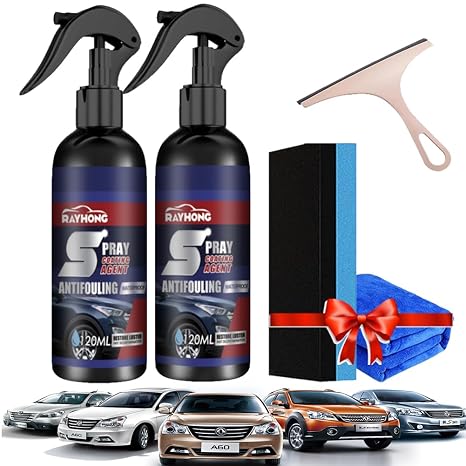 Rayhong Spray Coating Agent, Multi-Functional Coating Renewal Agent, 3 in 1 Ceramic Car Coating Spray, High Protection Quick Car Coating Spray (2 Pcs)