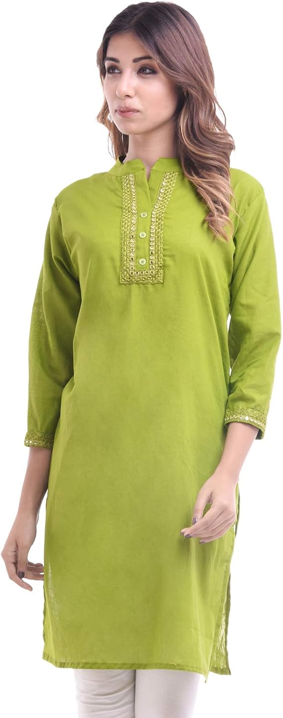 Chichi Indian Women's Plain Cotton Kurti Top