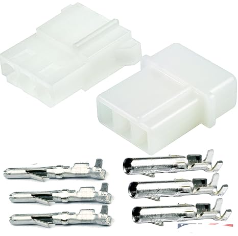 Strobe 3 Pin Connector AMP Power Supply Bulb Female Male Sockets Pin (18-24 AWG Wires) for Whelen
