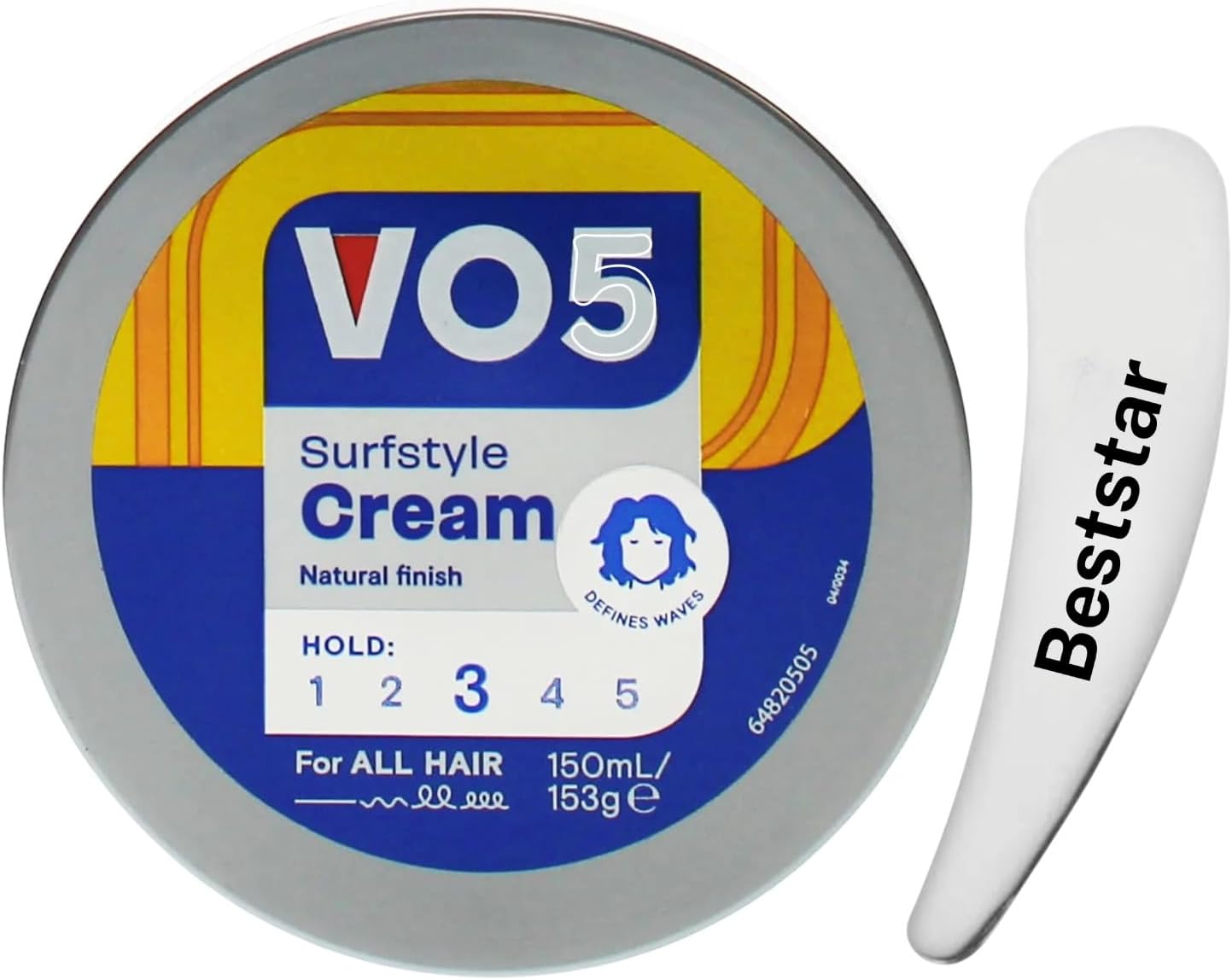 VO5 SurfStyle Natural Hold Hair Cream for a Natural and Messy Hairstyle 150 ml with Beststar cosmetic spatula (150 g (Pack of 1))