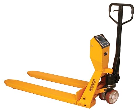 Wesco 272936 Scale Pallet Truck with Handle, Polyurethane Wheels, 5000 lbs Load Capacity, 48-1/4" Height, 47-1/2" Length x 27-1/2" Width