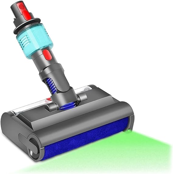 Electric Mop Head Wet and Dry with Washing Brush ,Compatible for Dyson, V7 V8 V10 V11 V15 Green Light Cleans and Dries Hard Floors,Main Brush