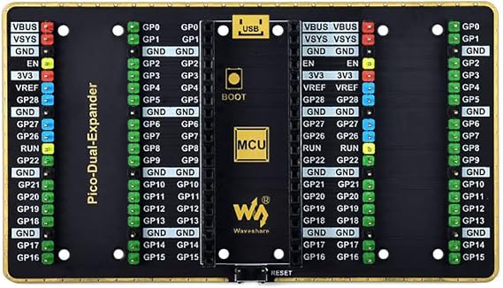 Dual GPIO Expander for Raspberry Pi Pico Board, Two Sets of Male Headers for Directly Connecting Expansion Modules