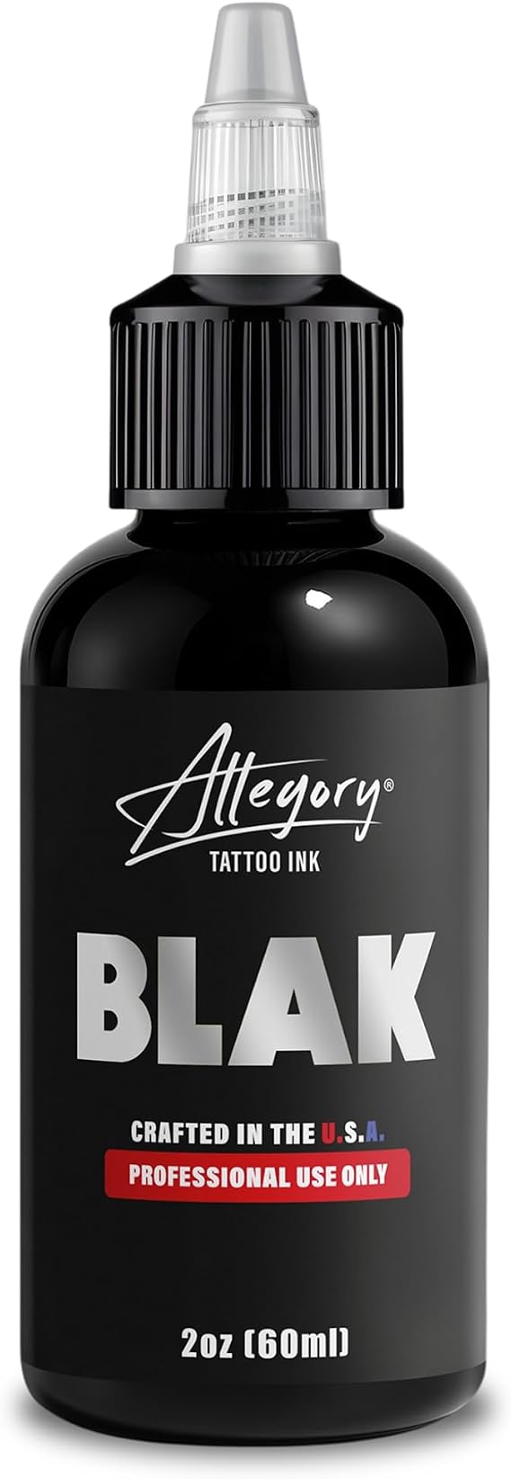 Allegory Tattoo Ink Blak, Premium Black Tattoo Ink, Perfect for Lining and Shading, Smooth, Consistent Pigment, Vegan Friendly Tattoo Color, Organic Ink, Crafted in the USA, 2 oz