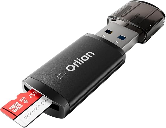 Orlian USB 3.0 Micro SD Card Reader, 5Gbps Speed SD Card Adapter, Menory Card Reader Compatible with Windows, MAC MacBook Pro/Air, Android and More, Black