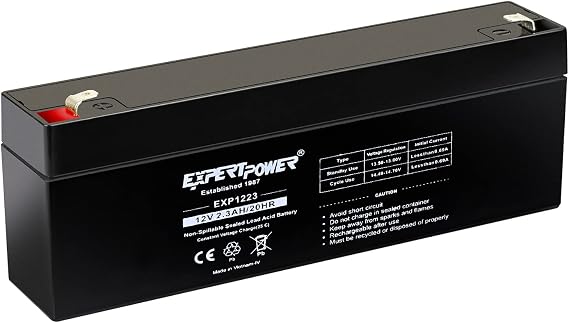 ExpertPower EXP1223-2.3Ah 12V Battery Rechargeable SLA AGM with F1 Terminals, Small 12 Volt Battery Replacement for Alexor Panel, Dr Trimmer Mower, CA1223, UB1222, UPS Backup