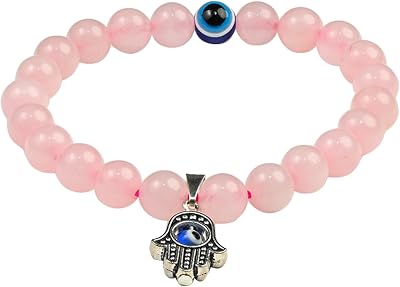 Crocon Bracelet with hamsa symbol Healing Crystals & Men Birthday Mom Inspirational Gifts for Her & Gemstones Evil Eye Charm Beads Bracelet for Women