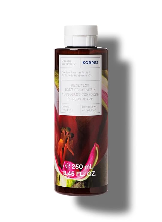 KORRES Renewing Body Cleanser, Golden Passion Fruit Body Wash, 8.45 Fl. Oz | With Aloe Extract, Wheat Protein & Althea Extract, Foaming Body Cleanser Formula for Women & Men, Gentle for Soft Skin, Vegan