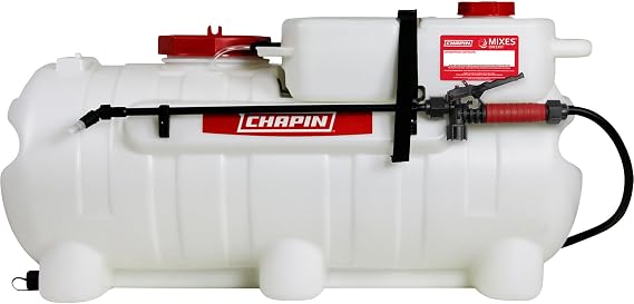 CHAPIN 97561 Made in the USA 25 Gallon Mixes on Exit 12V, 2.5 GPM Pump ATV/UTV Spot Sprayer with Separate Water Tank Than Concentration Tank to Mix on Demand, Translucent White