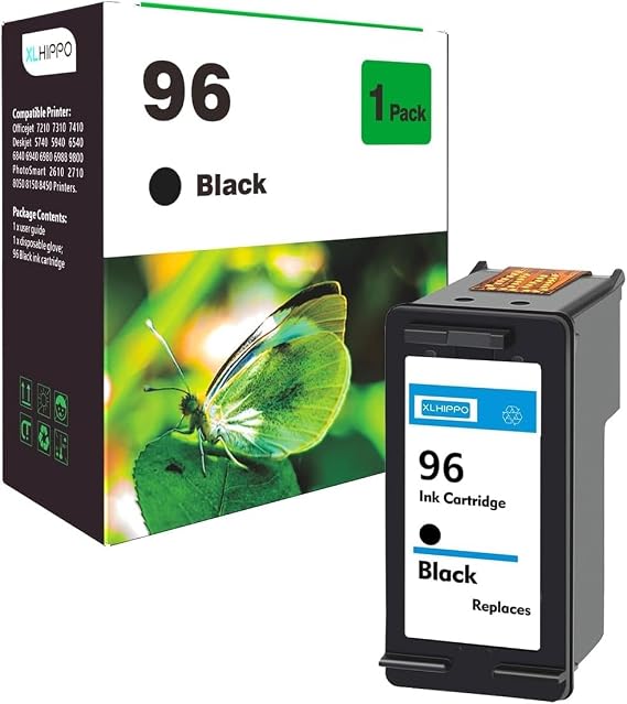 96 Ink Cartridges Compatible for DeskJet 6940 6980 Desk Jet 6540 9800 6988 5940 6840 PhotoSmart 8150 8450 8050 8750 OfficeJet 7210 7310 7410 (1 Pack 96 Black Ink Cartridge)