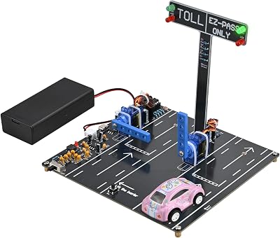 MIOYOOW DIY Toll Booth Soldering Practice Kit, Highway Toll Gate Simulator with Servo Control & LED Signals, STEM Electronics Learning Project with 2 Mini Cars for School Learning