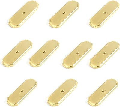 10 Packs Brushed Brass Cabinet Hardware Knob Back Plates, 2.8 Inch Length and 1.0 Inch Width, Zinc Alloy Backplates Washers for Drawer Knobs Dresser Pull Handles Golden