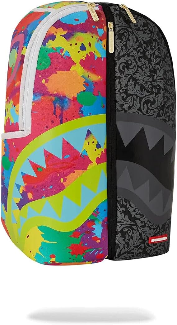 Sprayground Chaos Split IN 2 Unisex Backpack, Multicolor Faux Leather, Adjustable Strap