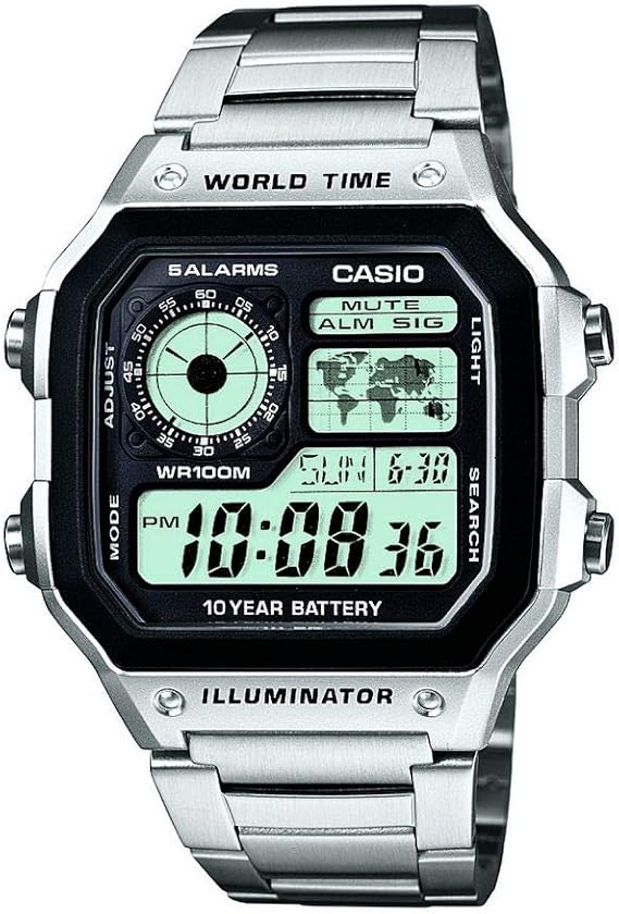 Casio - AE-1200WHD-1AVEF - Collection - Montre Homme - Quartz Digital - Cadran Noir - Bracelet Acier Argent