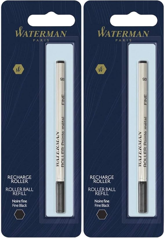 Waterman(R) Refill, Rollerball, Fine Point, 0.5 mm, Black (2-Pack)