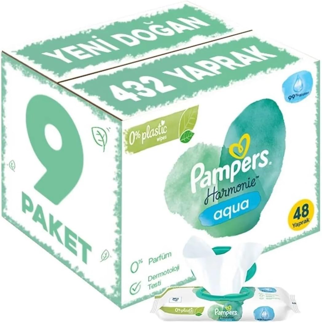 Prima Pampers Aqua Pure Wet Towel Wipes 9Pcs 9X48 432 Leaves