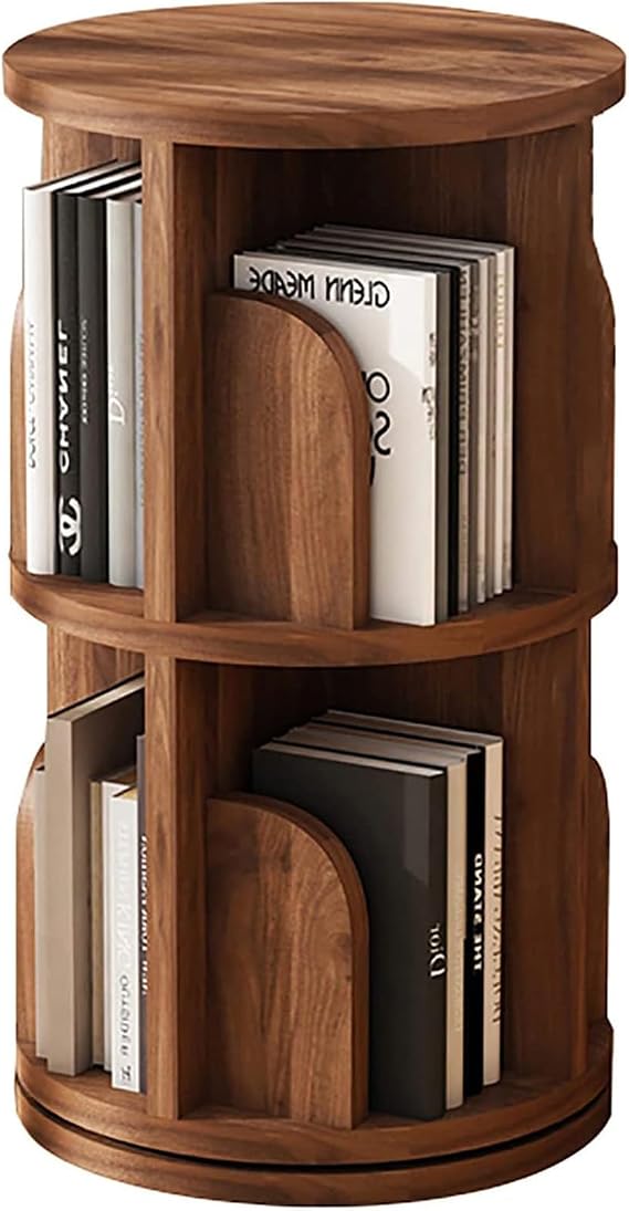 Solid Wood Rotating Bookcase,Round Rotating Bookshelf 360 Display,Floor Standing Bookcase for Kids & Adults,Corner Shelf Bookshelf Book Organizer for Study Room Living Room Classroom & Bedroom