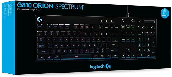 Logitech G810 Orion Spectrum RGB Mechanical Gaming Keyboard Easy-Access Media Control, Backlit Multicolor LED, Romer-G Mechanical Key Switches
