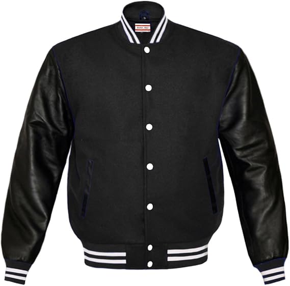 Original American Varsity Letterman College Baseball Bomber Genuine Leather Wool Jackets