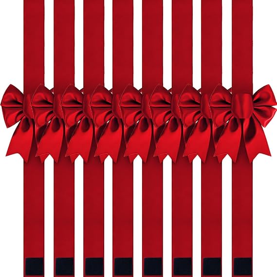 Christmas Housewarming Kitchen Gifts Cabinet Ribbons and Bows Home Decor Holiday Festive Set of 8, Red