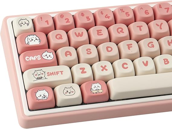 PBT Keycaps 139 Keys MOA Profile Pink Kawaii Anime Keycaps | Dye-Sublimation Cute Custom Keycap Set Custom Keycap for Cherry Gateron MX Switches Mechanical Keyboards