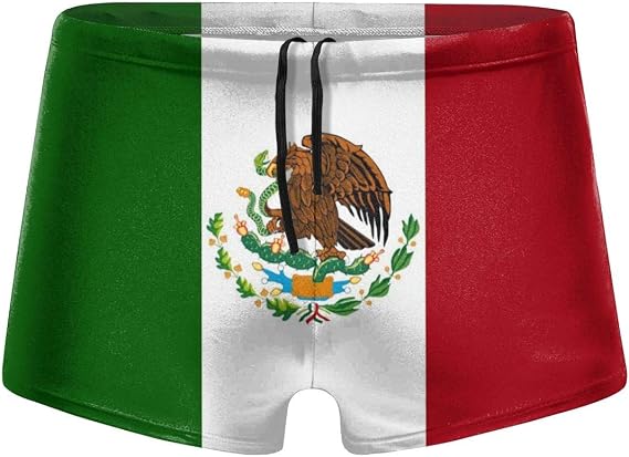 Mexican Flag Men Swimwear Swimsuits Surf Board Boxer Shorts Trunks Blac