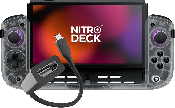 CRKD Nitro Deck+ with HDMI Adapter - Handheld Pro Controller for Nintendo Switch & OLED Model - TV Dockable - Programmable Sidekicks & Back Buttons - TruCollection System (Clear White)