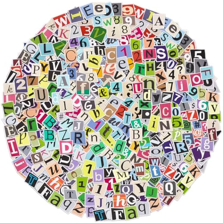 400Pcs Alphabet Letter Stickers, Waterproof for Scrapbook, Notebook, Classroom Decor, Door, Mailbox, Water Bottle, Laptop - A-Z, Numbers 0-9, and Symbols